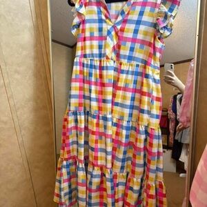 Colorful Checkered Kids Dress